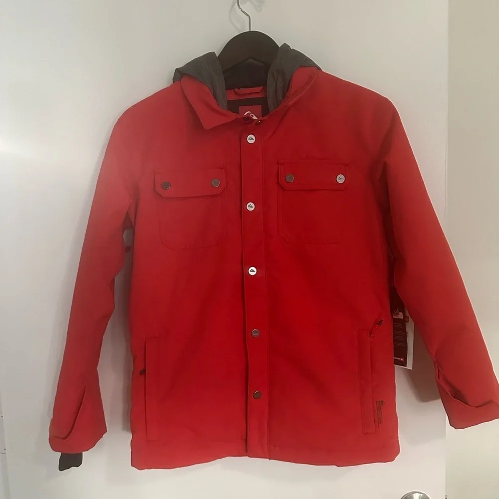 Quicksilver Boys M(12) Winter Jacket Red w detachable hood NWT Retail $129